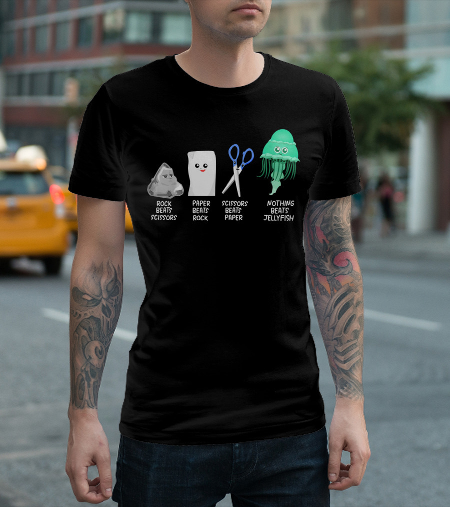 Kids Rock Paper Scissors Nothing Beats Jellyfish Dre T-Shirt
