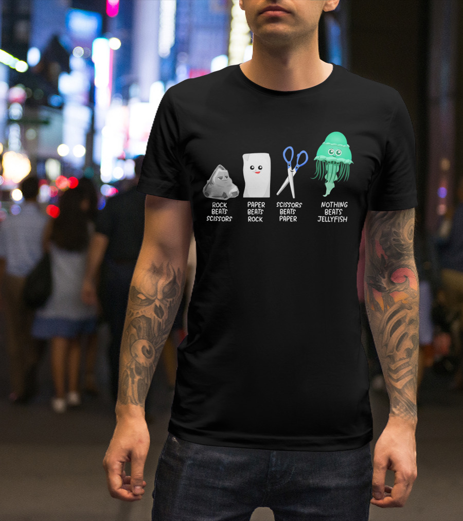 Kids Rock Paper Scissors Nothing Beats Jellyfish Dre T-Shirt
