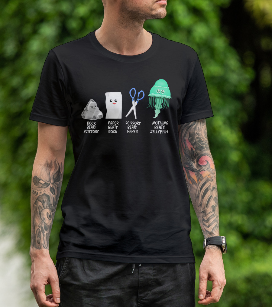 Kids Rock Paper Scissors Nothing Beats Jellyfish Dre T-Shirt