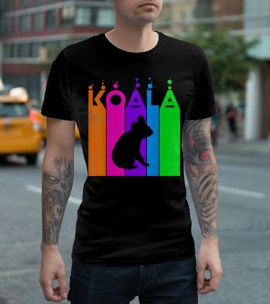 Koala Silhouette Rainbow Stripes Animal Lover T-Shirt