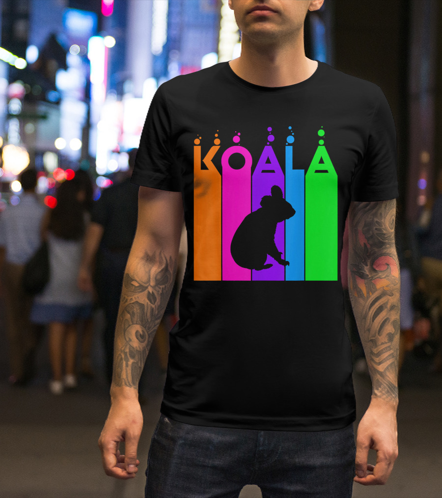 Koala Silhouette Rainbow Stripes Animal Lover T-Shirt