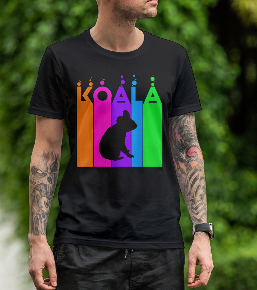 Koala Silhouette Rainbow Stripes Animal Lover T-Shirt