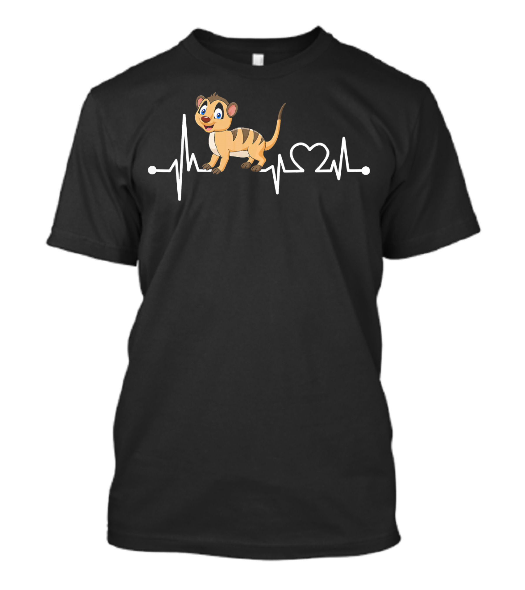 Meerkat Cartoon Heartbeat Love Animal Funny T-Shirt