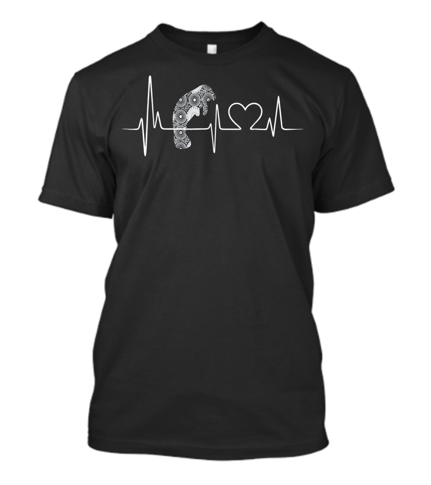 Manatee Heartbeat Mandala Pattern Heart Shape T-Shirt
