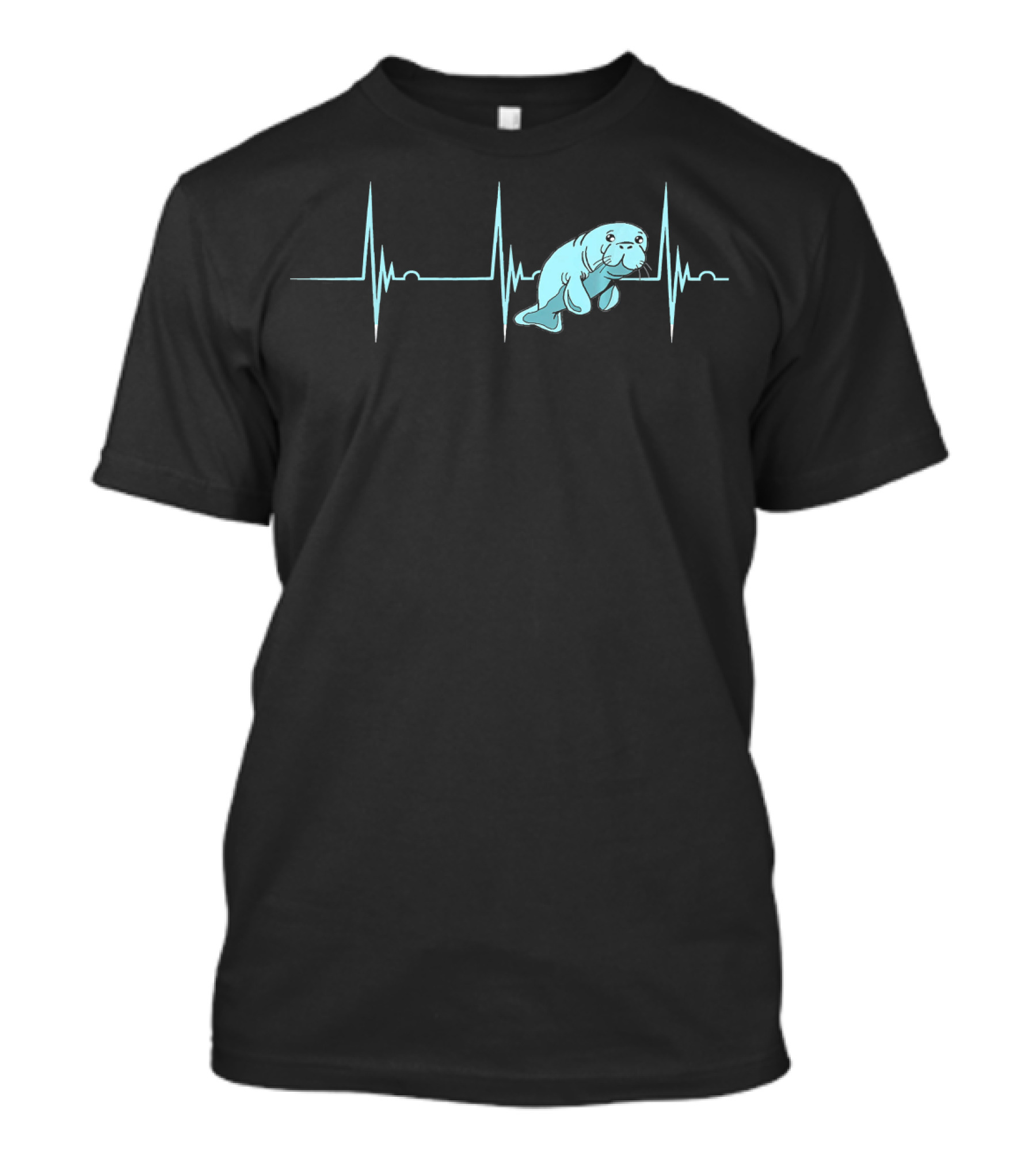 Manatee Heartbeat EKG Sea Cow Dugong Pul T-Shirt