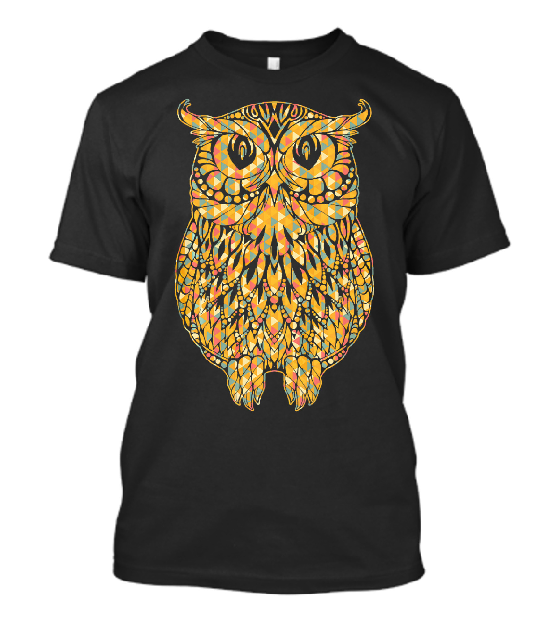 Owl Owl Geometric Pattern Colorful Triangles And Circles T-Shirt