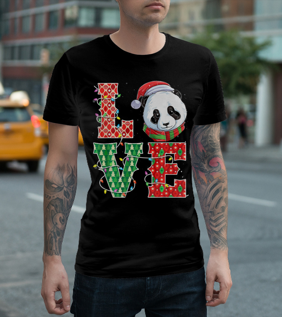 LOVE Christmas Panda Xmas Panda Love T-Shirt