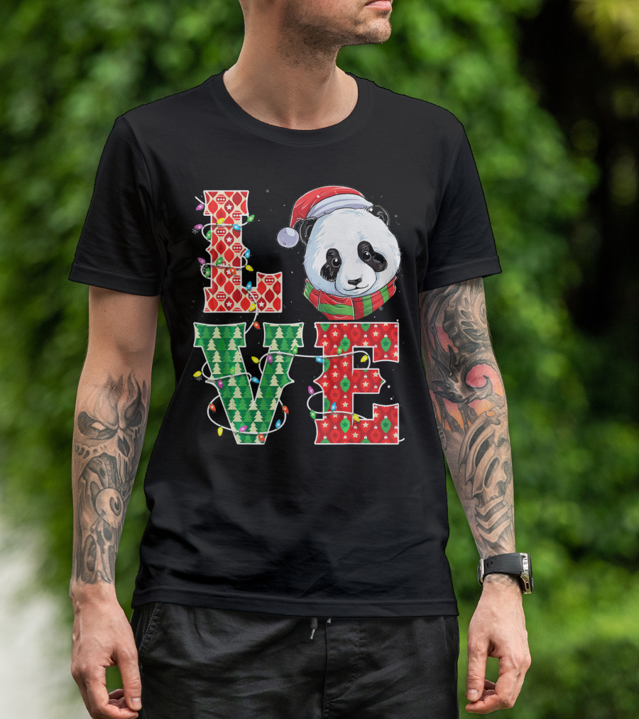LOVE Christmas Panda Xmas Panda Love T-Shirt