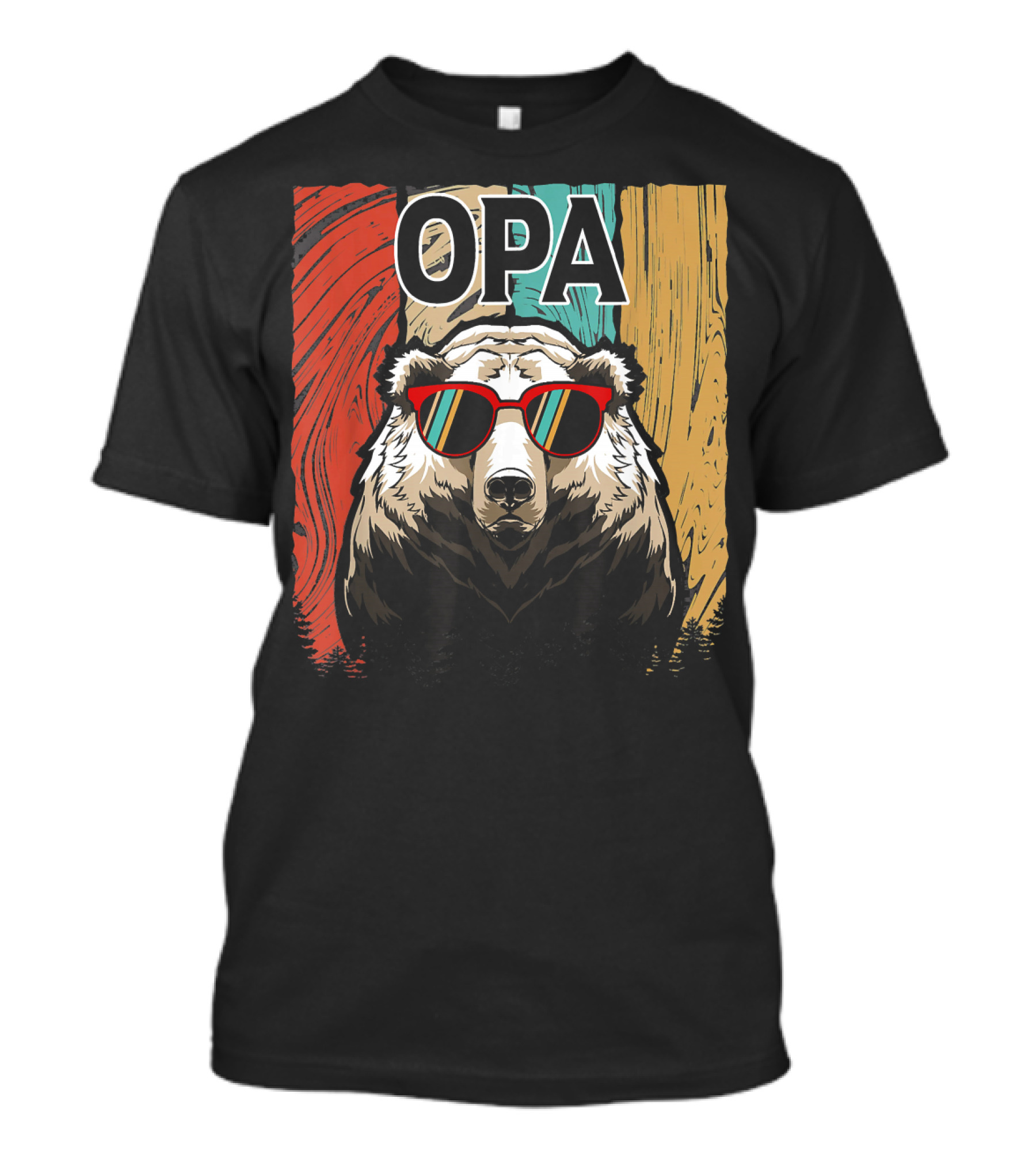 OPA Bear Wearing Sunglasses Retro Colorful T-Shirt