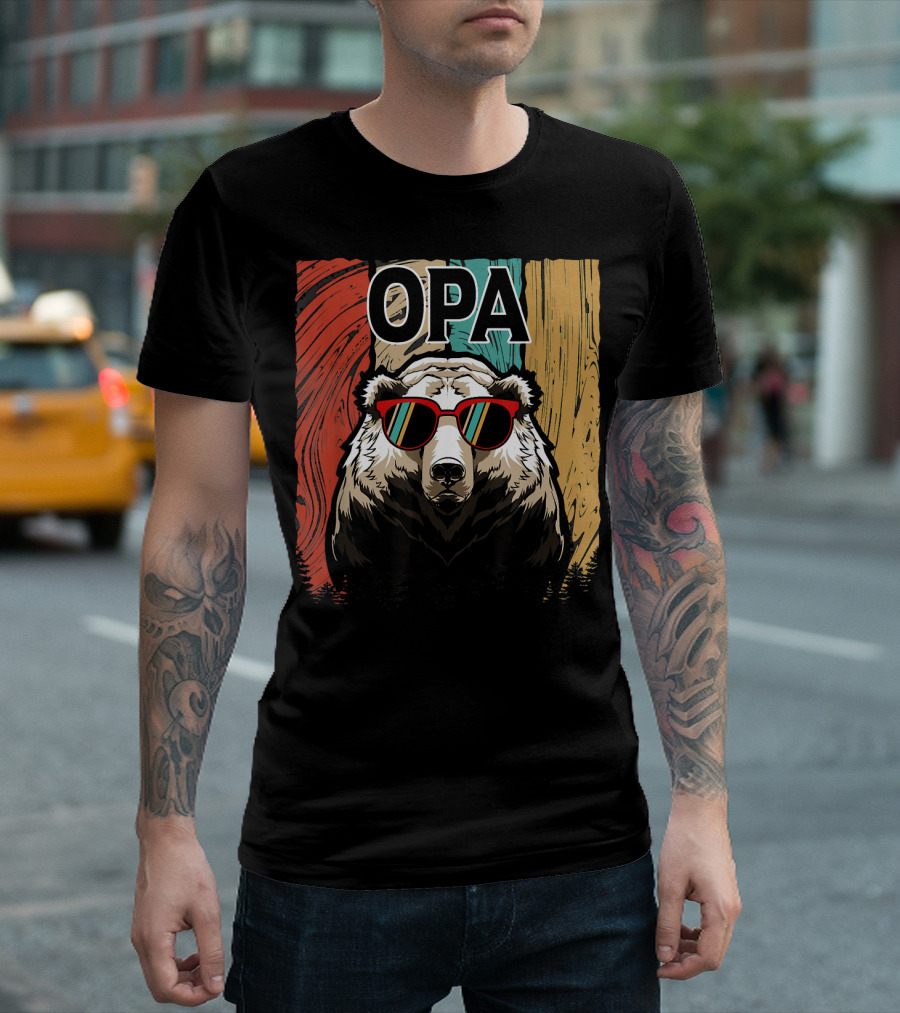 OPA Bear Wearing Sunglasses Retro Colorful T-Shirt