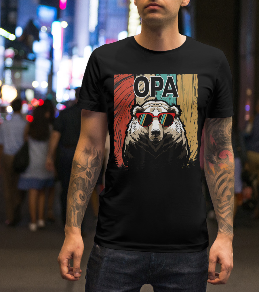 OPA Bear Wearing Sunglasses Retro Colorful T-Shirt