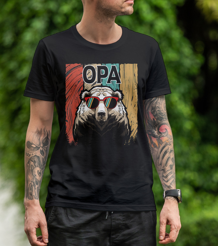 OPA Bear Wearing Sunglasses Retro Colorful T-Shirt