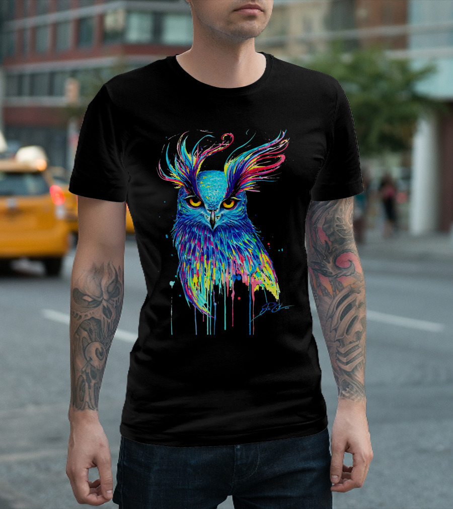 Owl Lover Rainbow Ornit Vibrant Colorful Owl T-Shirt