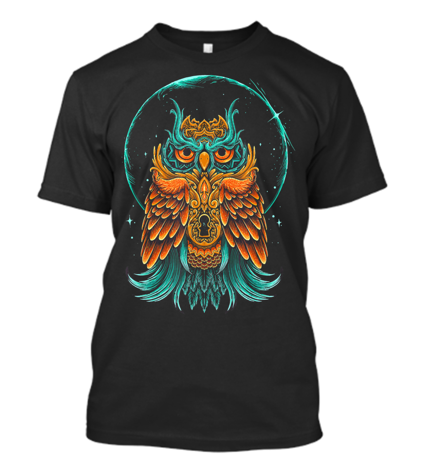 Owl Bird Colorful Intricate Keyhole Celestial Vision T-Shirt
