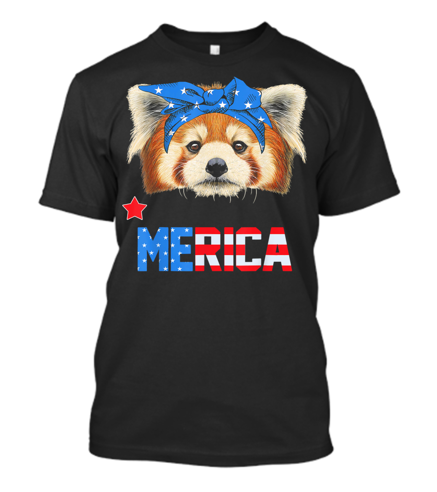 Red Panda Merica With Star And American Flag Headband T-Shirt