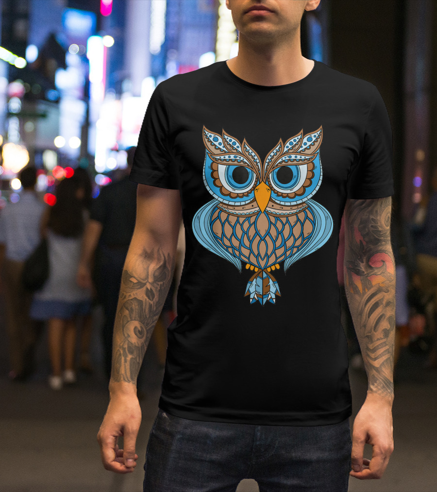 OWL Funny Cute Graphic For Owl Detailed Colorful Pattern T-Shirt