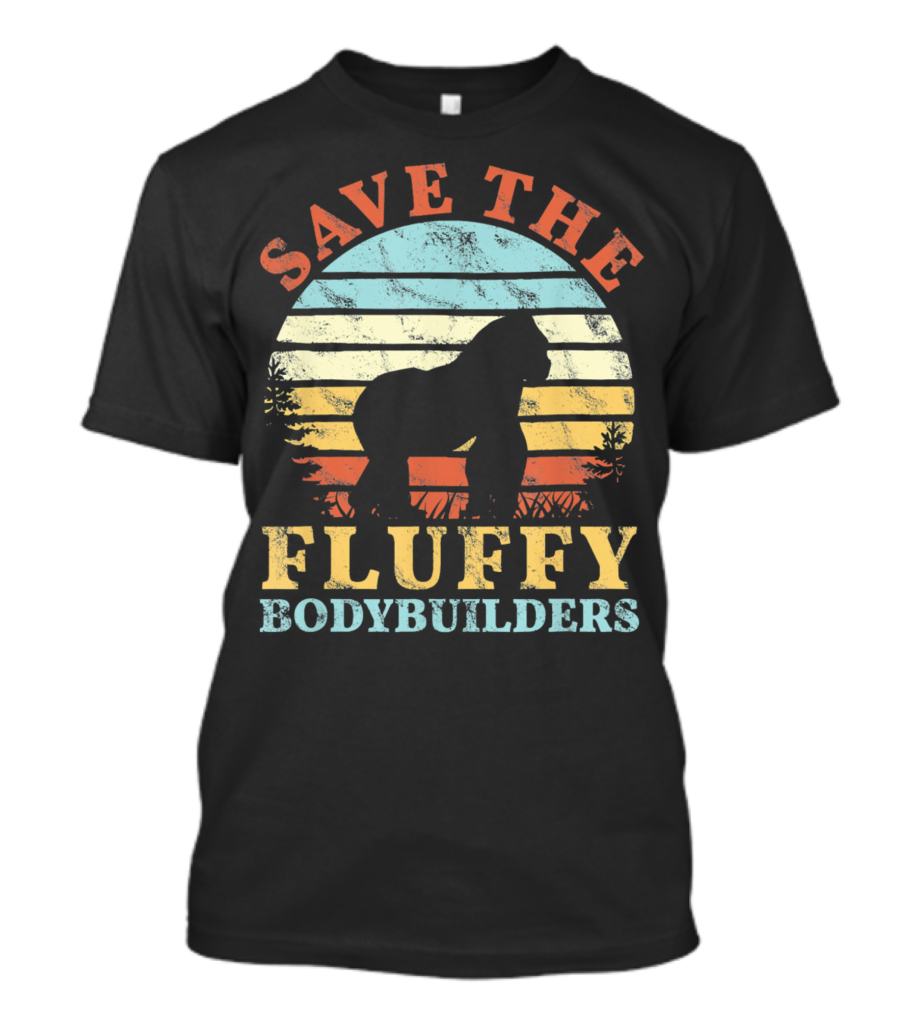 Save The Fluffy Bodybuilders Retro Gorilla T-Shirt