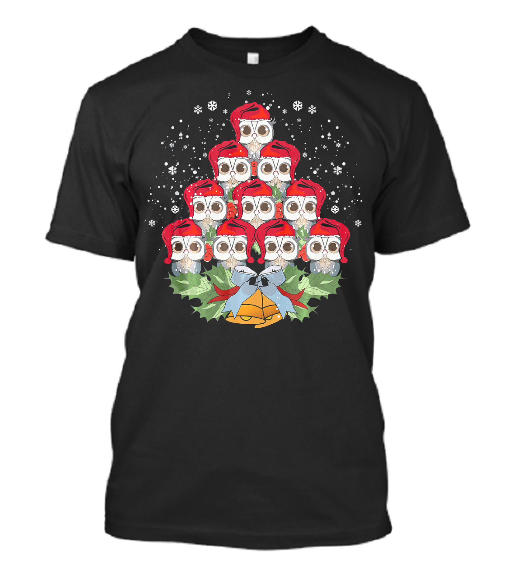 Christmas Owl Tree With Cute Santa Weird Birds T-Shirt