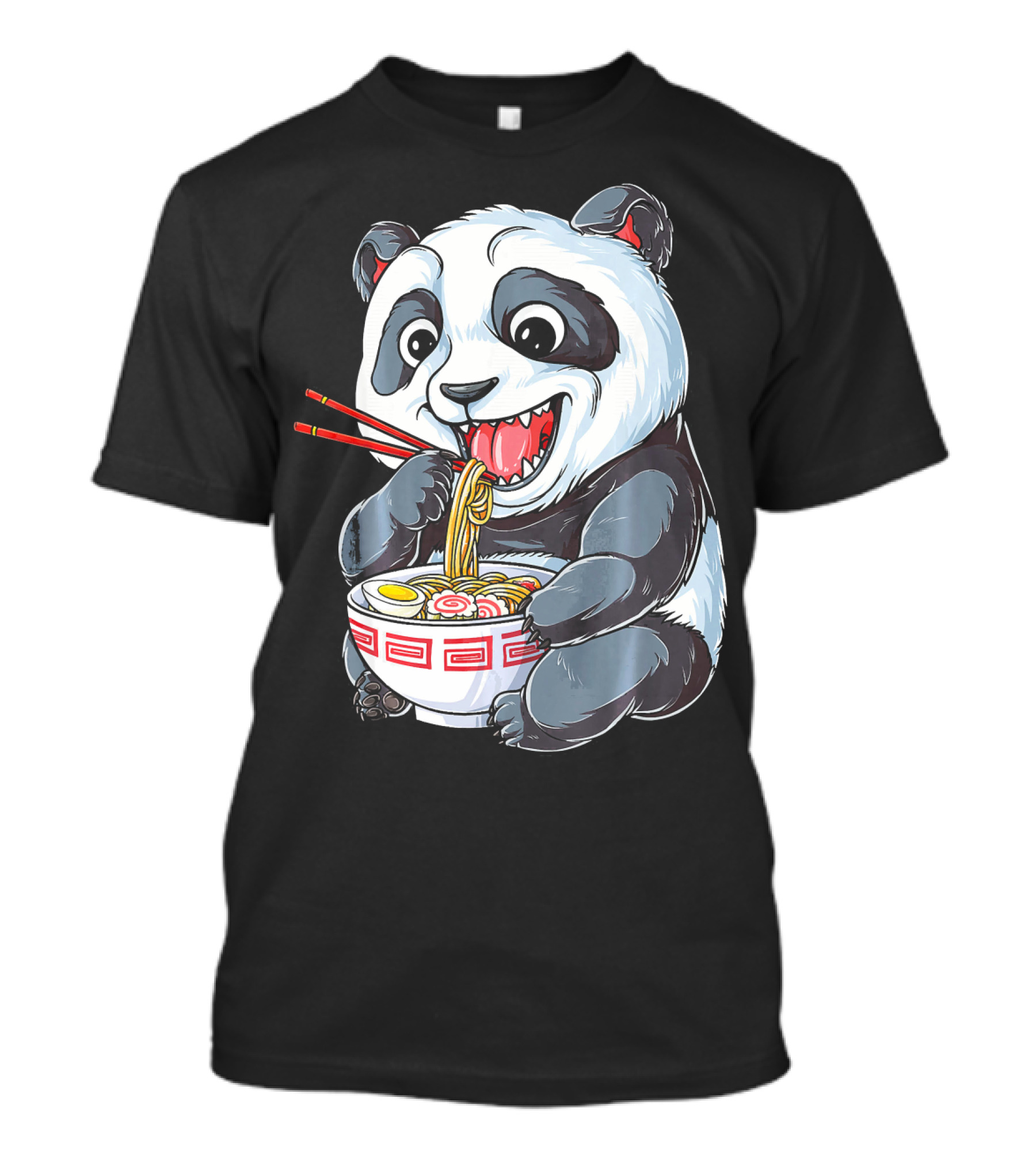 Panda Eating Ramen Kawaii Giant Noodles T-Shirt