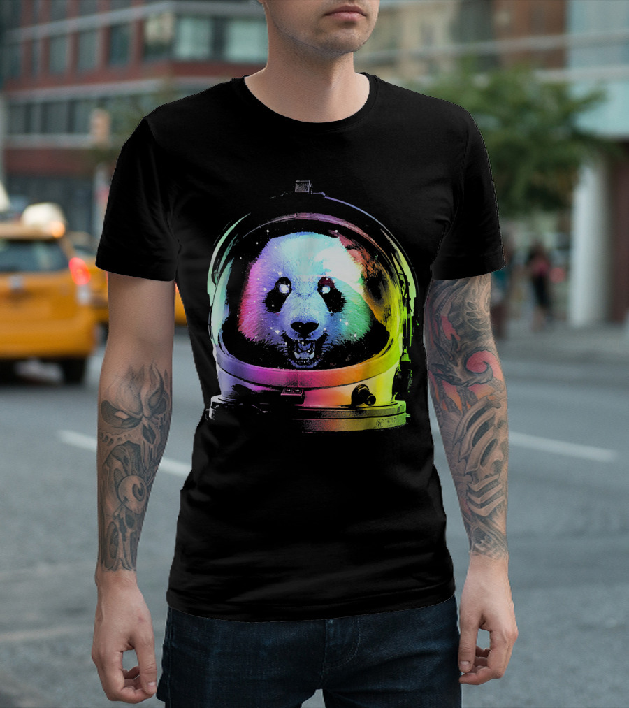 Rainbow Astronaut Panda Space Adventure Helmet T-Shirt