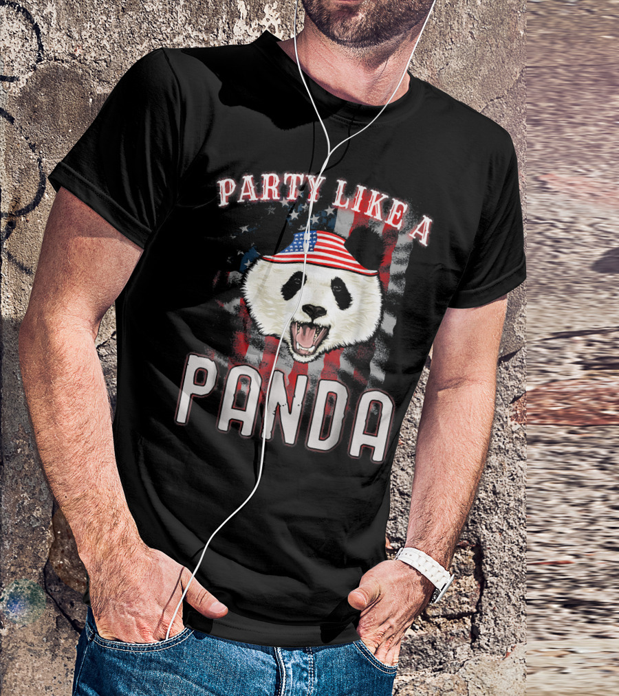 Party Like A Panda American Flag Hat 4th Of July T-Shirt