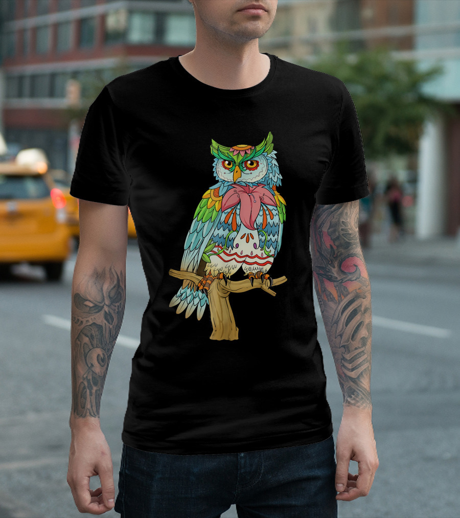 Colorful Owl Lovers Design For Girls Anim T-Shirt