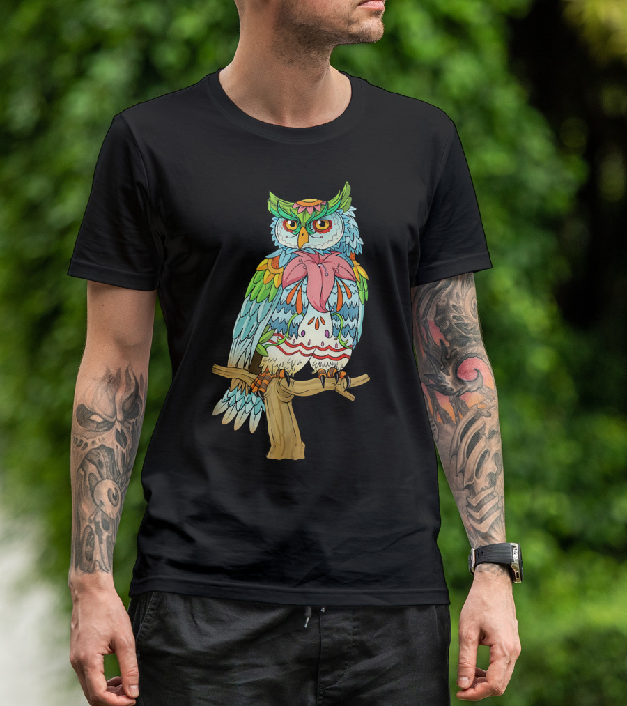Colorful Owl Lovers Design For Girls Anim T-Shirt