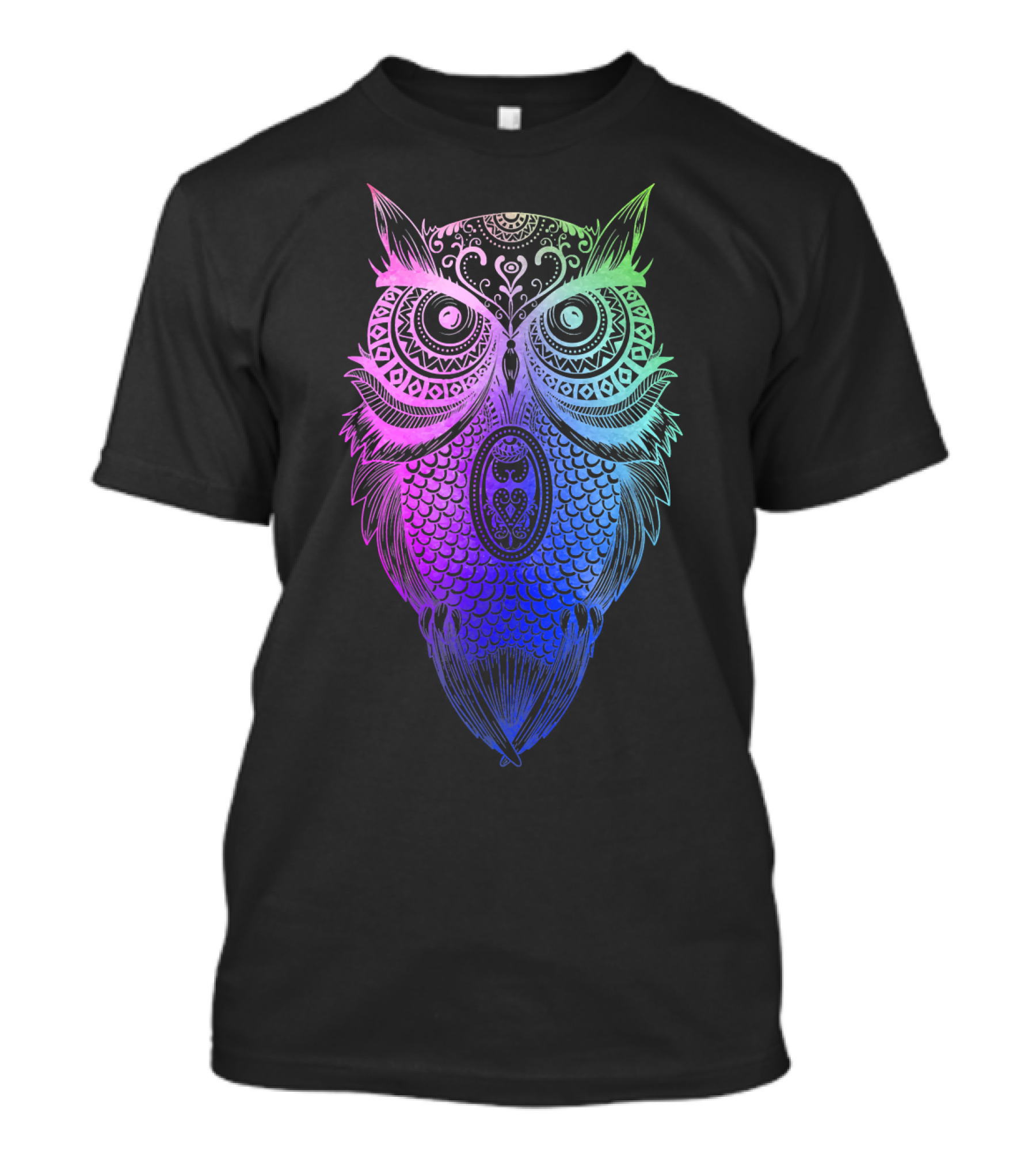 Owl Hindu Tribal Watercolor Mandala Rainbow T-Shirt
