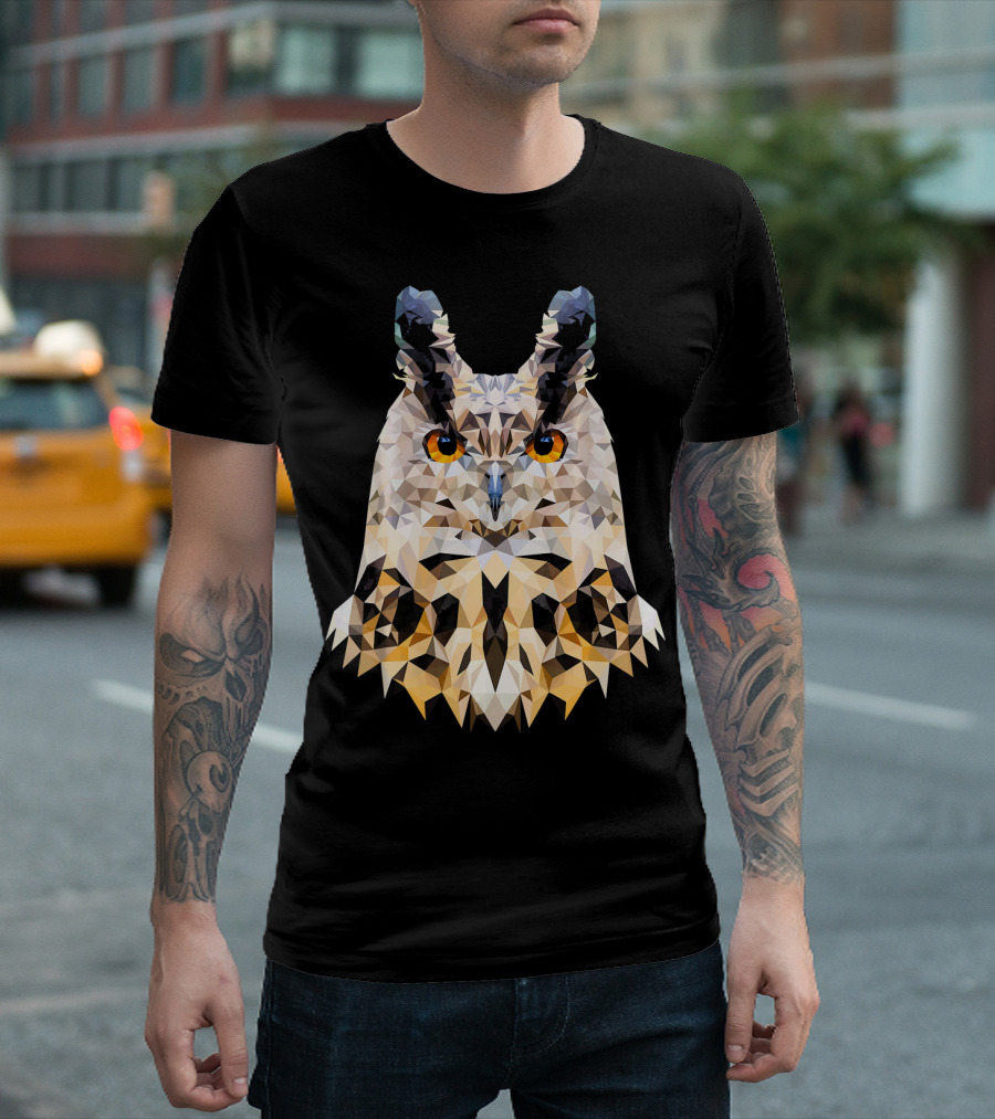 Owls Proud Owl Polygon Style WPAP Geometric T-Shirt