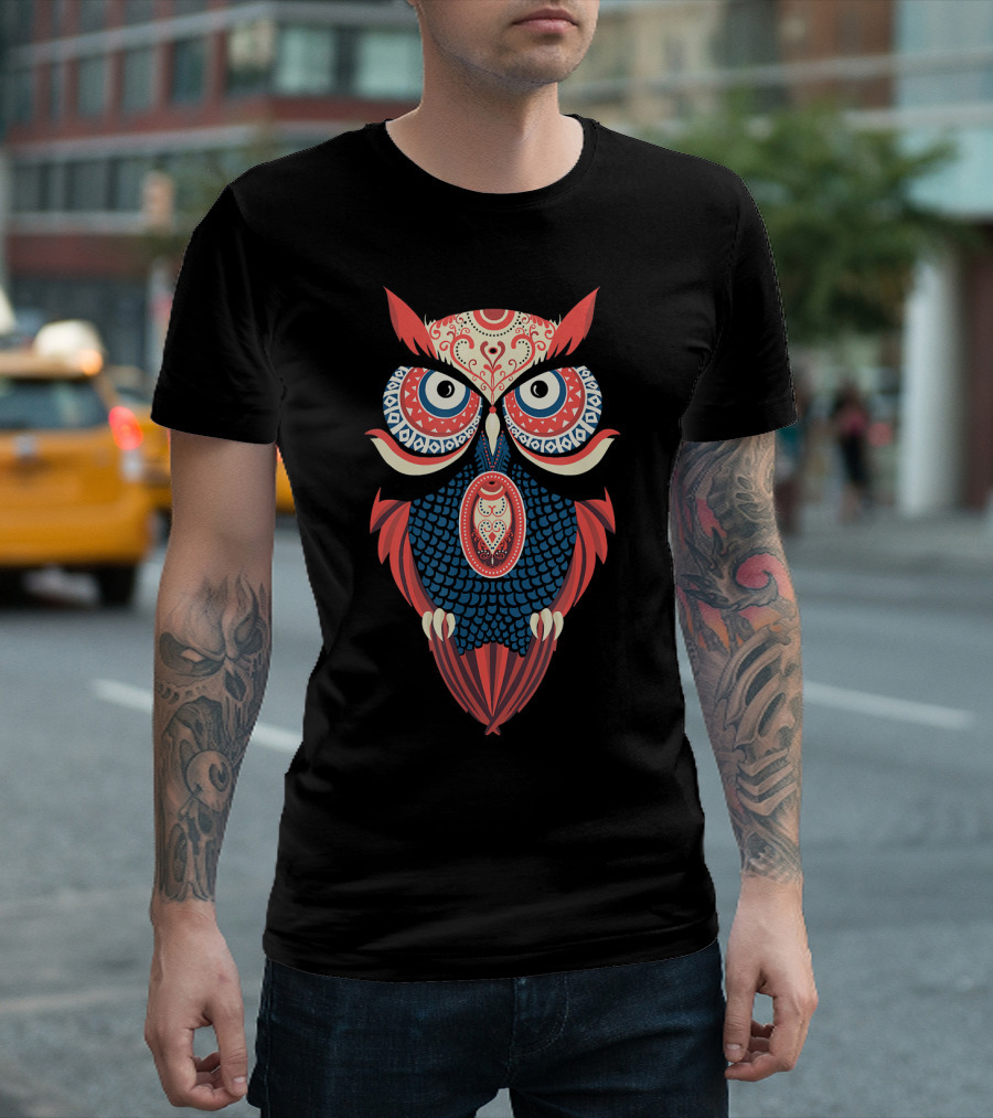 Mandalas and Tribal Detail Owl T-Shirt