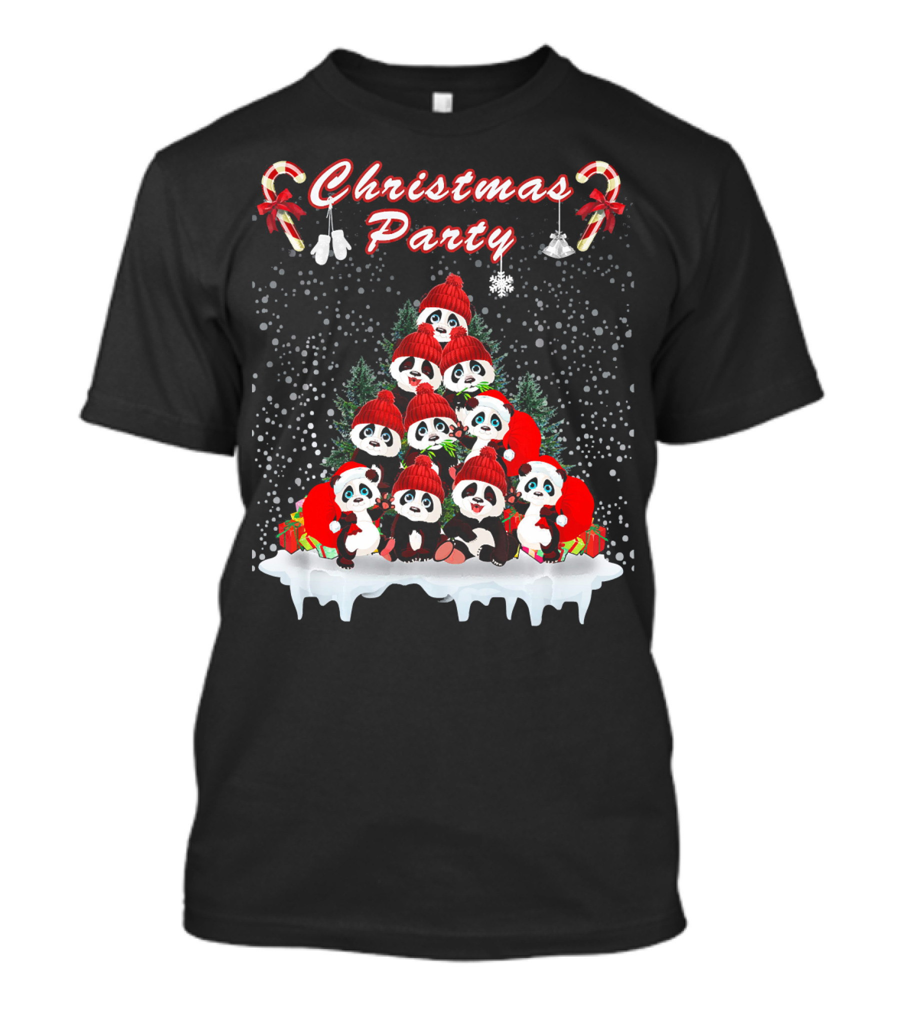 Christmas Party Festive Panda Gathering T-Shirt