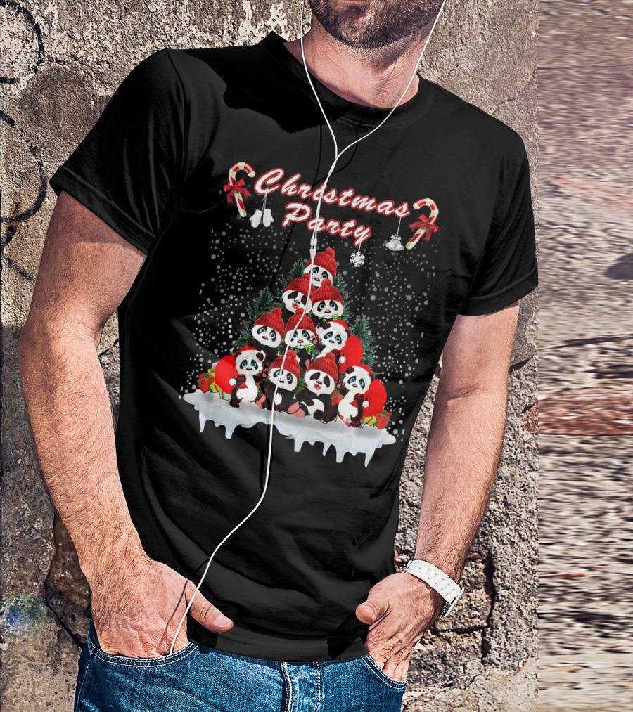 Christmas Party Festive Panda Gathering T-Shirt