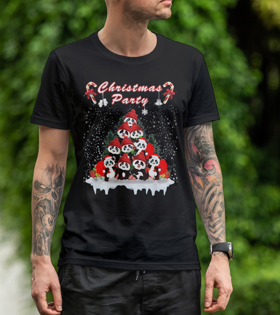 Christmas Party Festive Panda Gathering T-Shirt