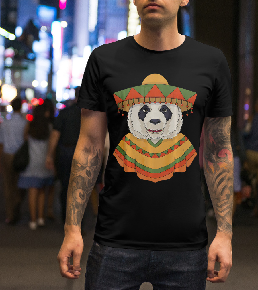 Panda Bear Sombrero Fiesta Mexico Cinco De Mayo T-Shirt