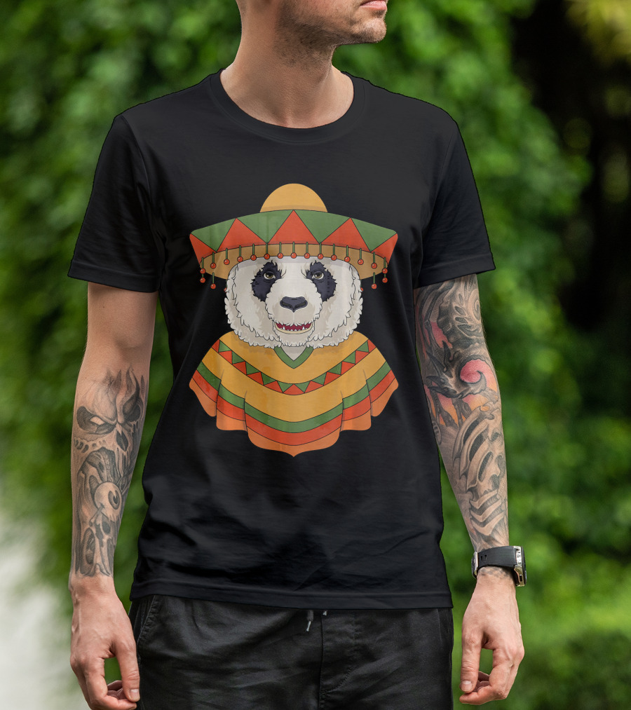 Panda Bear Sombrero Fiesta Mexico Cinco De Mayo T-Shirt