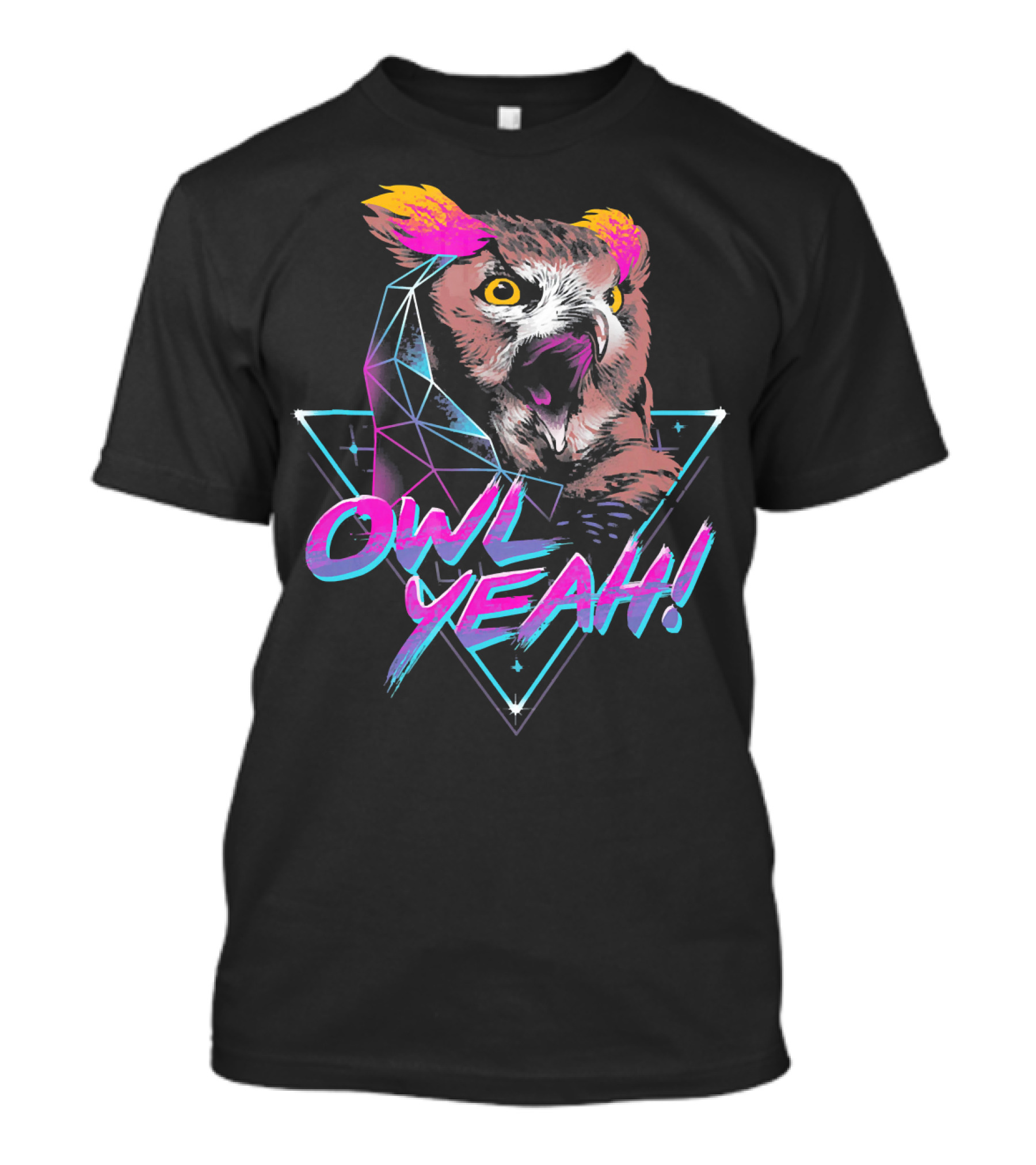 Owl Yeah 80s Retro Neon Triangle Vibes T-Shirt