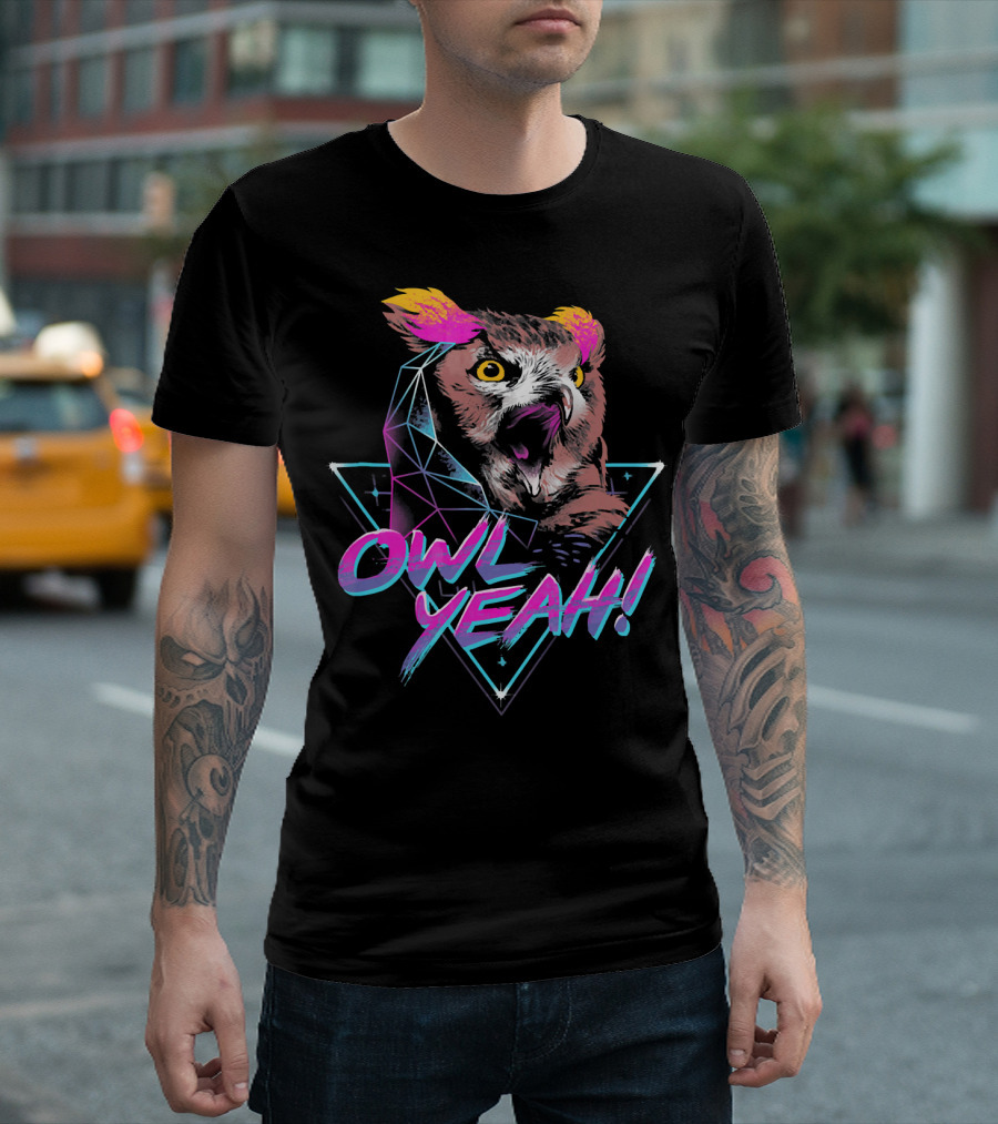 Owl Yeah 80s Retro Neon Triangle Vibes T-Shirt