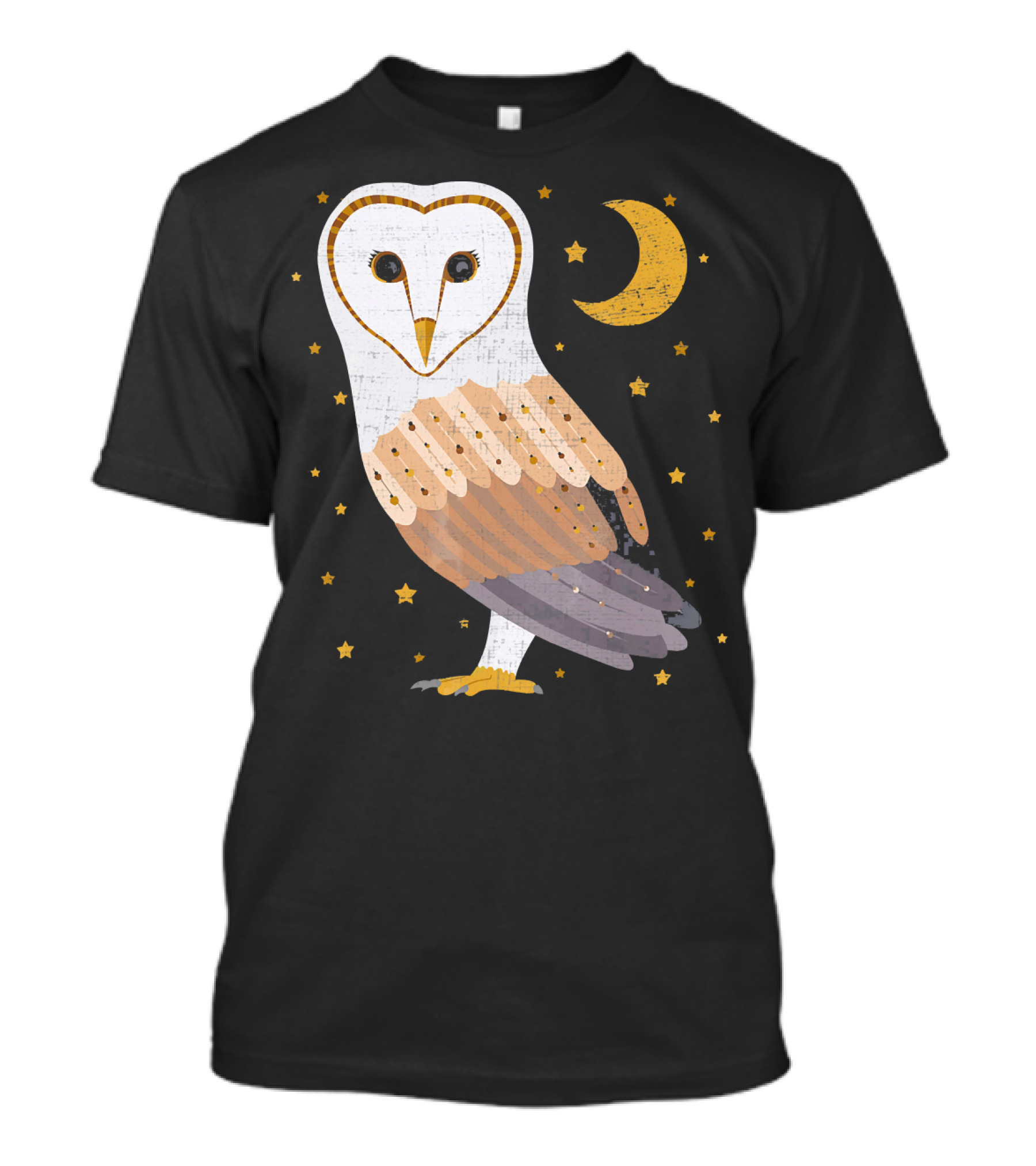 Nocturnal Barn Owl Under Starry Night Sky T-Shirt