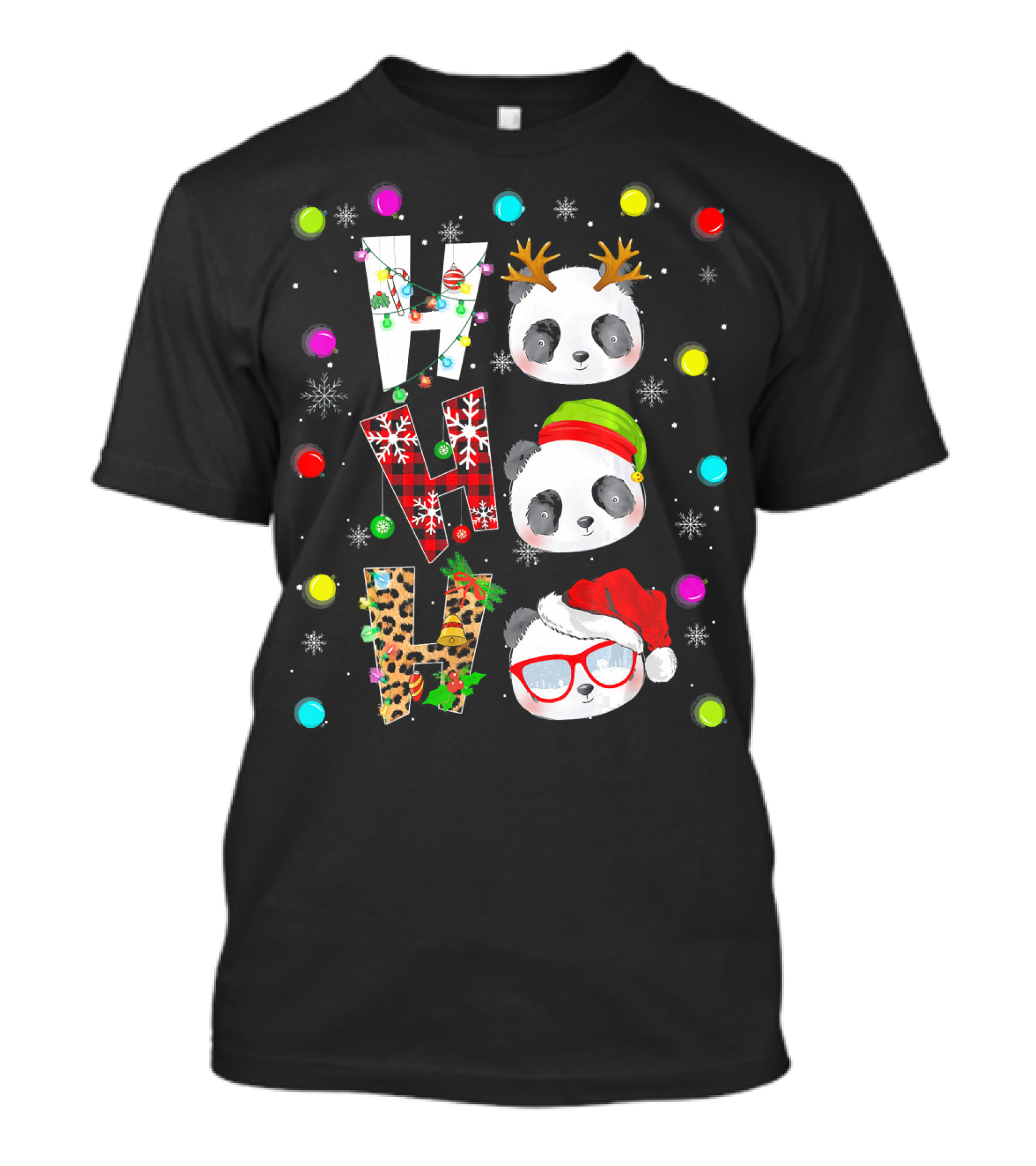 Panda Bear Costume Cute Christmas Festive Ho Ho Ho T-Shirt