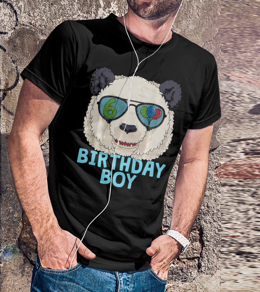 Birthday Boy Panda Sunglasses 6th Year T-Shirt