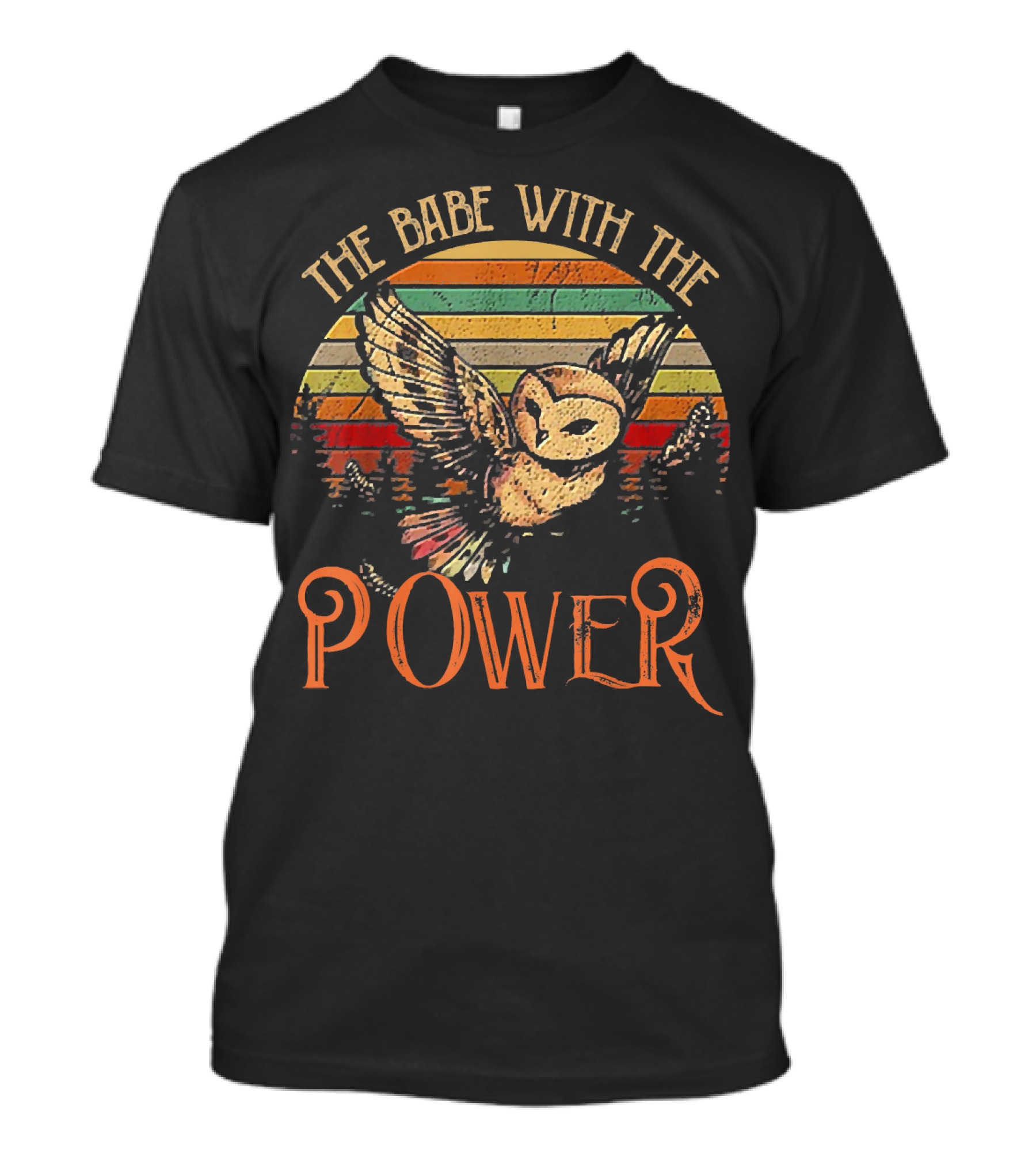 The Babe With The Power Owl Retro Vintage Stripes T-Shirt
