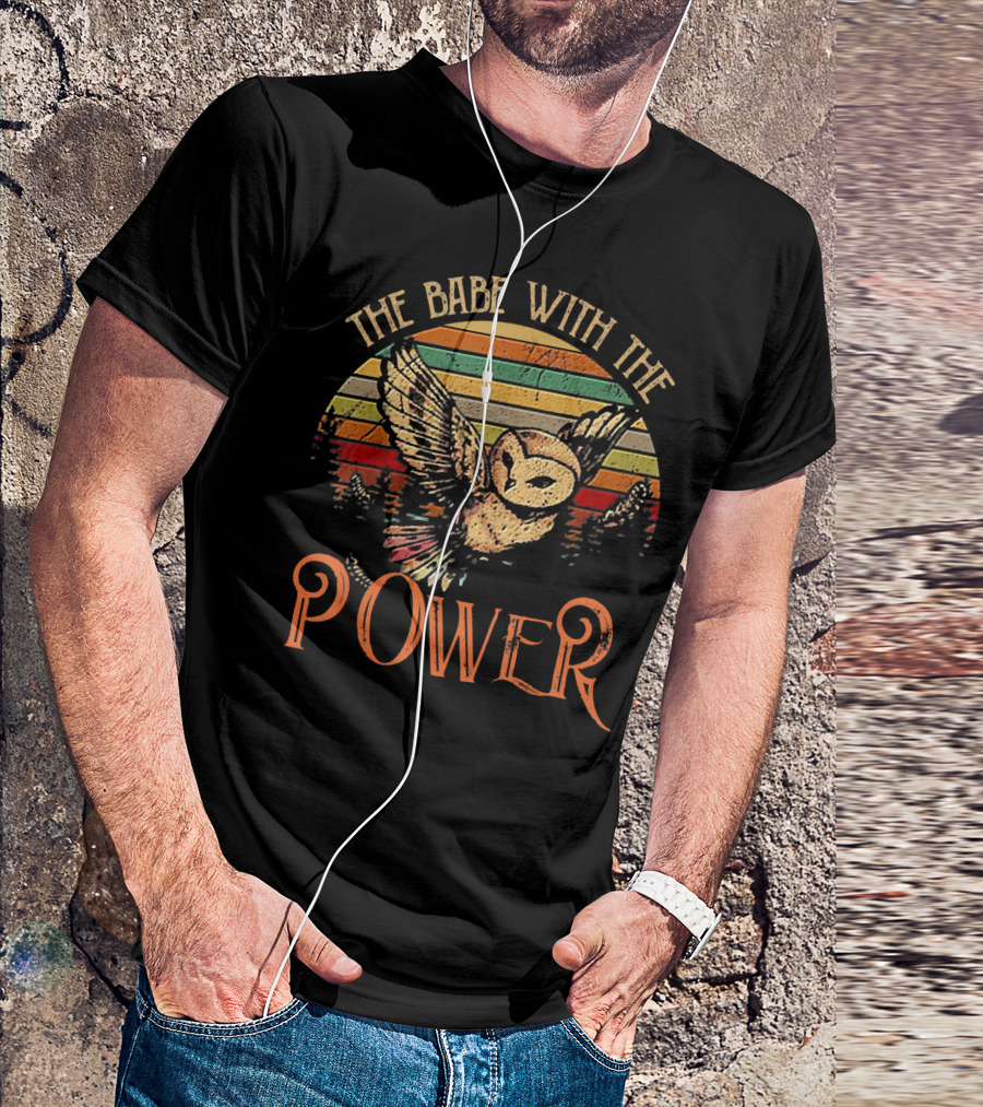 The Babe With The Power Owl Retro Vintage Stripes T-Shirt