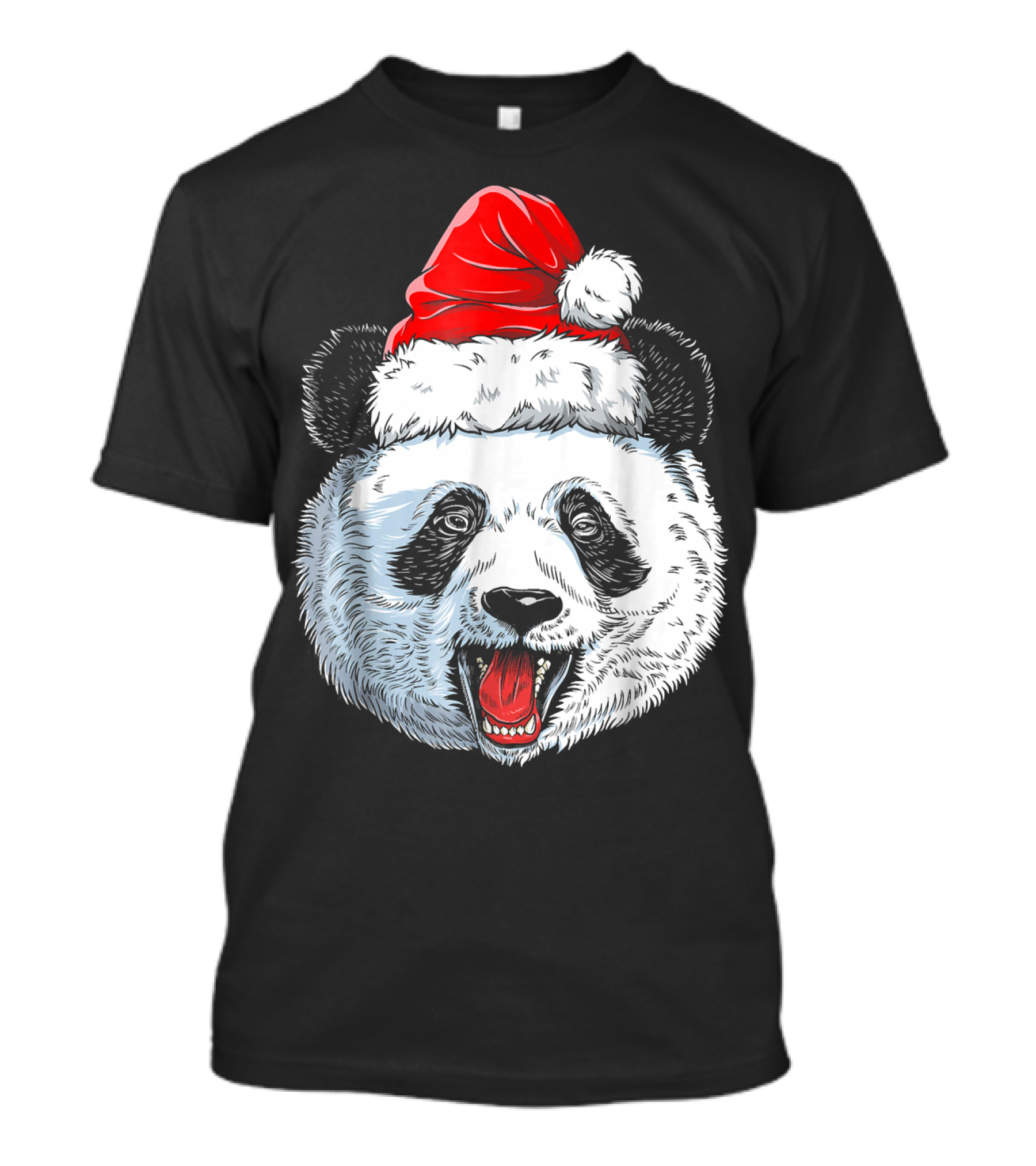 Panda Santa In Festive Red Santa Hat T-Shirt