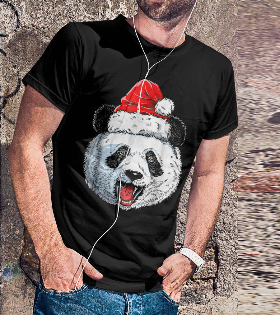 Panda Santa In Festive Red Santa Hat T-Shirt