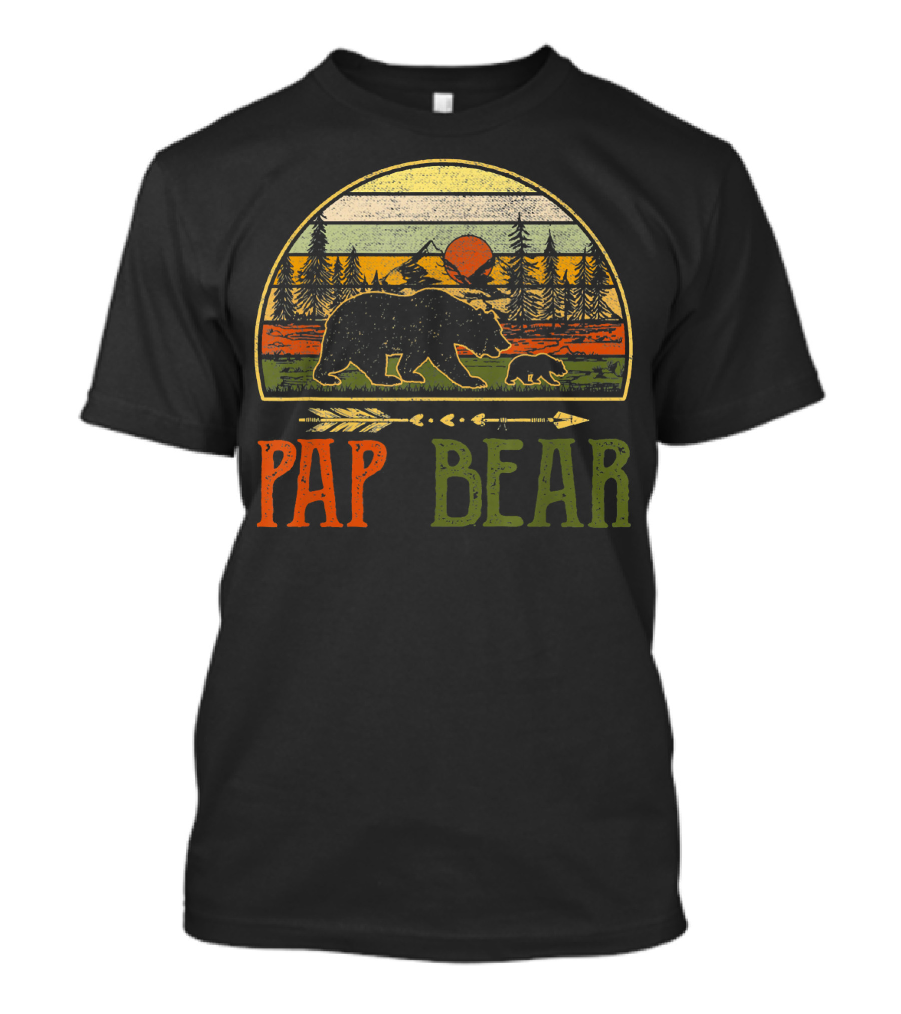 Pap Bear Vintage Daddy Wildling Sunset Forest Scene Bears T-Shirt