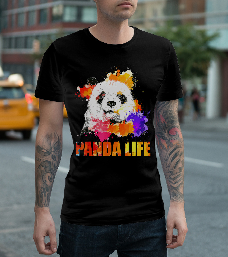 Panda Life Color Splatter Art Anim T-Shirt