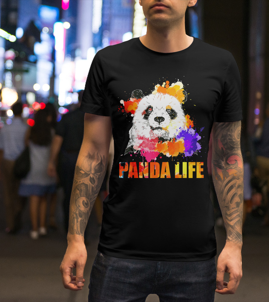 Panda Life Color Splatter Art Anim T-Shirt