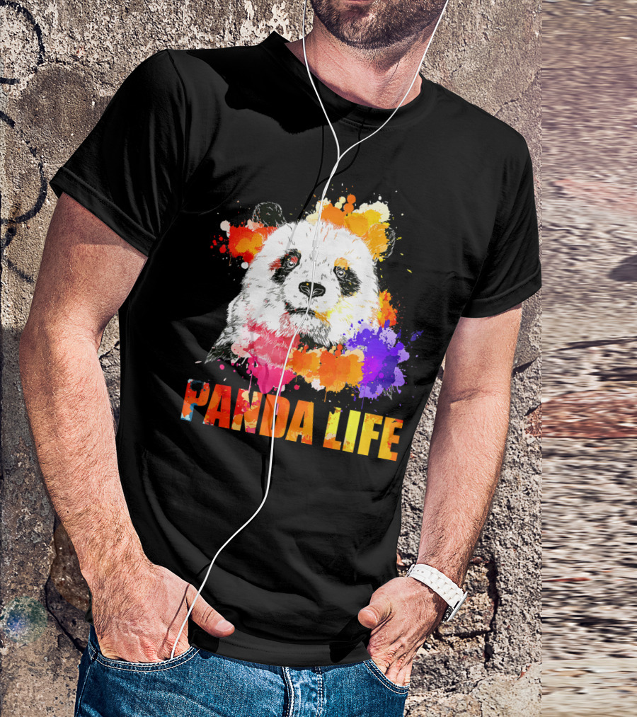 Panda Life Color Splatter Art Anim T-Shirt