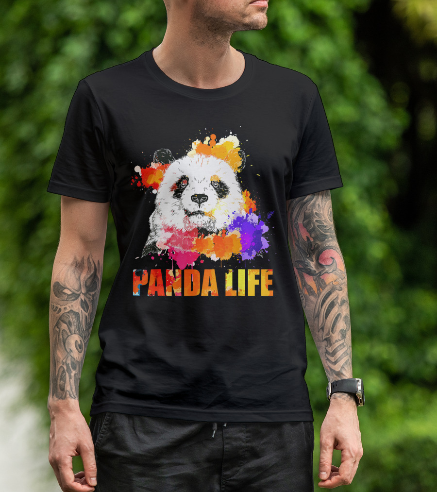 Panda Life Color Splatter Art Anim T-Shirt