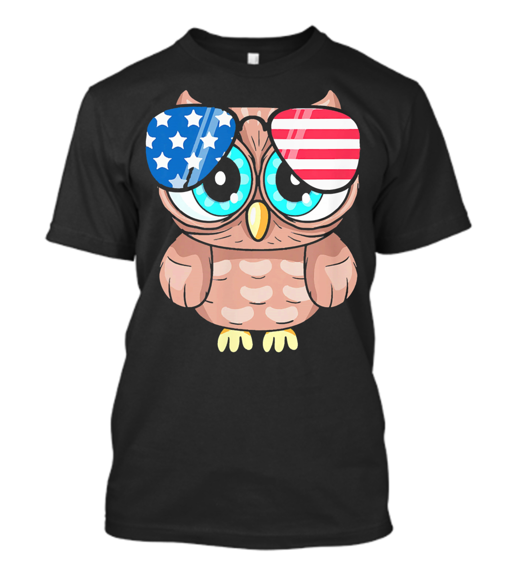 Owl Wearing American Flag Sunglasses For 4th Of July Patriotic T-Shirt